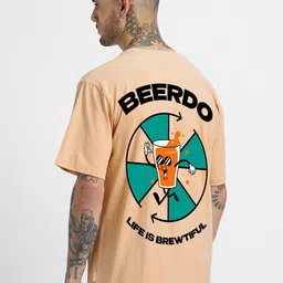 VEIRDO Round Neck Short Sleeves Graphic Printed Pure Cotton Cotton Oversized T-shirt-image-73