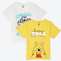 YK Disney Boys Pack Of 2 Winnie The Pooh Printed Round Neck Cotton Regular T-shirt-image-53
