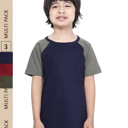 IndiWeaves Boys Pack Of 3 Pure Cotton T-shirt-19