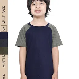 IndiWeaves Boys Pack Of 3 Raglan Sleeves Pure Cotton T-shirt-image-26