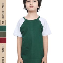 IndiWeaves Boys Pack Of 3 Raglan Sleeves Pure Cotton T-shirt-50