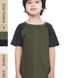 IndiWeaves Boys Pack Of 3 Raglan Sleeves Pure Cotton T-shirt-52