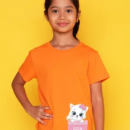 NUSYL Girls Printed Round Neck T-shirt-26