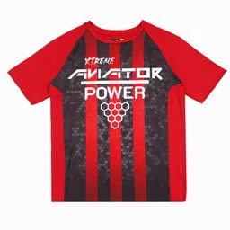 F&S Boys Red Striped Anti Static Printed T-shirt-image-63