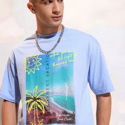 HIGHLANDER Men Printed V-Neck Applique T-shirt-picture-42