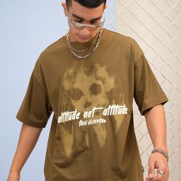 HIGHLANDER Typography Puff Printed Drop-Shoulder Sleeves Oversized T-shirt-picture-1