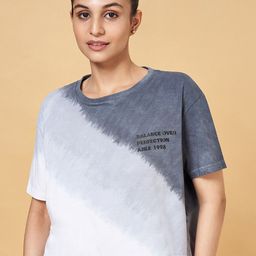 Ajile by Pantaloons Ombre Dyed Round Neck Cotton T-shirt-5
