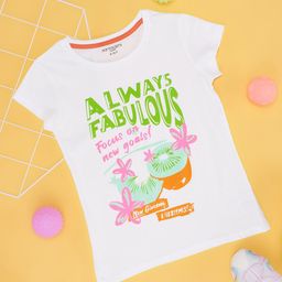 Pantaloons Junior Girls Graphic Printed Cotton Applique Casual T-shirt-image-34