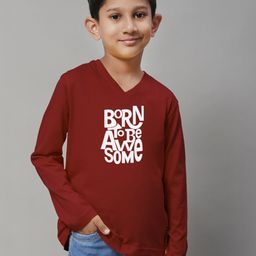 Friskers Boys Typography Printed V-Neck Bio Wash Pure Cotton Casual T-shirt-image-31