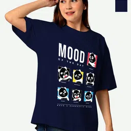 STATUS MANTRA Women 2 Printed Monochrome Applique T-shirt-image-48