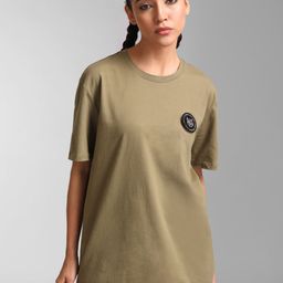 KZ07 By Kazo Women Olive Green Applique T-shirt-image-32