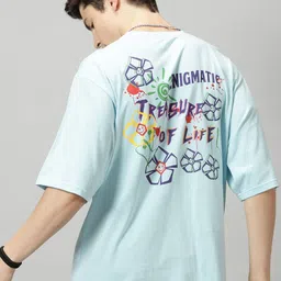 THE HOLLANDER Typography Printed Drop-Shoulder Sleeves Oversized Cotton T-Shirt-image-69
