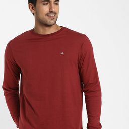 Red Flame  Round Neck Long Sleeves Cotton T-shirt-image-87