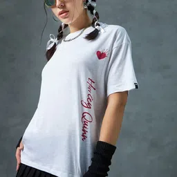 Bewakoof AIR Graphic Printed Harley Quinn Oversized Cotton T-shirt-image-58