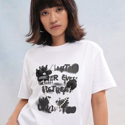 Tokyo Talkies Women Typography Printed Drop-Shoulder Sleeves Cotton Relaxed Fit T-shirt-image-95