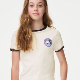 Marks & Spencer Girls Graphic Printed Round Neck Cotton T-shirt-image-99