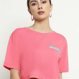 METTLE Typography Printed Round Neck Cotton Crop T-shirt-picture-48