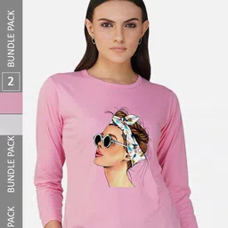 CHOZI Pack Of 2 Typographic Printed Long Sleeves Cotton T-shirt-picture-48