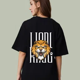 Slenor Graphic Printed Round Neck Short Drop-Shoulder Sleeves Cotton Oversized T-shirt-picture-26