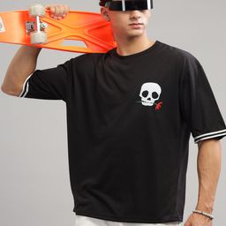 GRITSTONES Men Typography Drop-Shoulder Sleeves Applique T-shirt-image-52