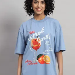 GRIFFEL Typography Printed Drop-Shoulder Sleeves Oversized Cotton T-shirt-image-99