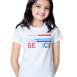 ONE SKY Girls Typography Printed Short Sleeves Cotton T-shirt-picture-26