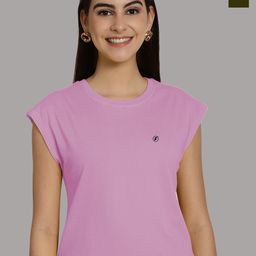 Friskers Women Purple 2 Extended Sleeves Applique T-shirt-image-64