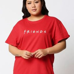 Bewakoof Plus Friends Printed Round Neck Short Sleeves Cotton Relaxed Fit T-shirt-image-92