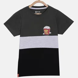 3PIN Boys Black & Grey Colourblocked T-shirt-image-92