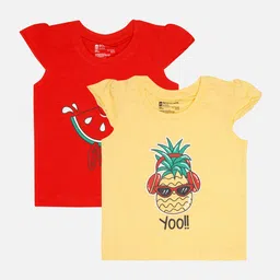 Bodycare Infant Girls Pack of 2 Printed Cotton T-shirts-image-81