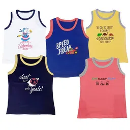 EIO Infant Kids Pack Of 5 Typography Printed Cotton T-Shirt-25