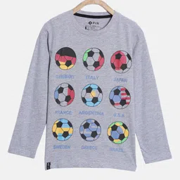 3PIN Boys Grey Melange Printed Cotton T-shirt-image-73