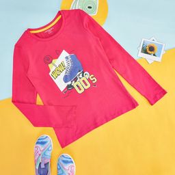Pantaloons Junior Girls Typography Printed Cotton T-shirt-image-95