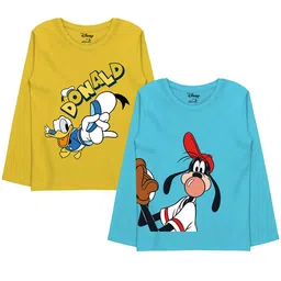 Minicult Boys Pack Of 2 Donald Duck & Goofy Printed Cotton T-shirts-image-29
