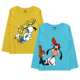 Minicult Boys Pack Of 2 Donald Duck & Goofy Printed Cotton T-shirts-image-25