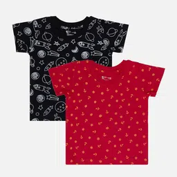 Bodycare Pack Of 2 Boys Conversational Printed Round Neck Short Sleeves Cotton T-shirts-image-63