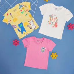 Pantaloons Baby Girls Pack Of 3 Graphic Printed Round Neck T-shirt-18