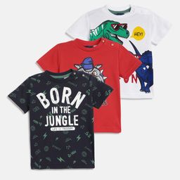Chicco Boys Set Of 3 Graphic Printed Round Neck T-shirts-20