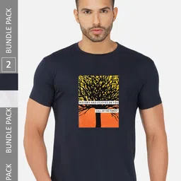 CHOZI Pack of 2 Typography Printed T-shirt-image-44