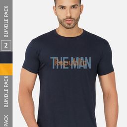 CHOZI Pack Of 2 Typography Printed Round Neck Cotton T-shirts-image-61