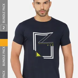 CHOZI Pack Of 2 Typography Printed Cotton T-shirts-image-35