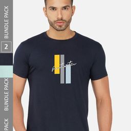 CHOZI Pack Of 2 Typography Printed Cotton T-shirt-image-95