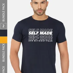 CHOZI Pack Of Typography 2 Printed Cotton T-shirts-image-39