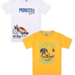 BAESD Boys Pack Of 2 Graphic Printed Round Neck Cotton Casual T-shirt-image-17
