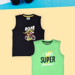 Lux Cozi Boys Black Typography 2 Printed Applique T-shirt-image-109