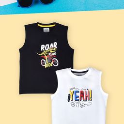 Lux Cozi Boys Black Typography 2 Printed Applique T-shirt-image-110