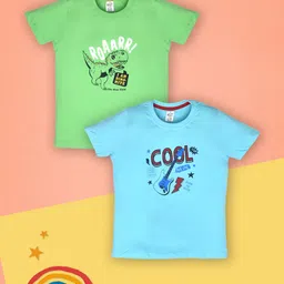 Lux Cozi Boys Pack Of 2 Typography Printed Pure Cotton T-shirts-image-63