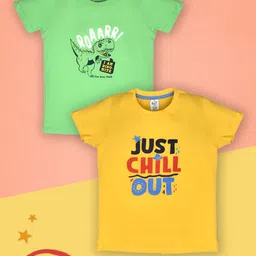 Lux Cozi Boys Pack Of 2 Typography Printed Round Neck T-Shirt-image-71