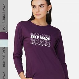 CHOZI Pack Of 2 Printed Round Neck Regular Fit Pure Cotton Casual T-shirt-image-88