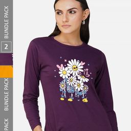 CHOZI Pack of 2 Graphic Printed Round Neck Long Sleeves Cotton T-Shirt-picture-25